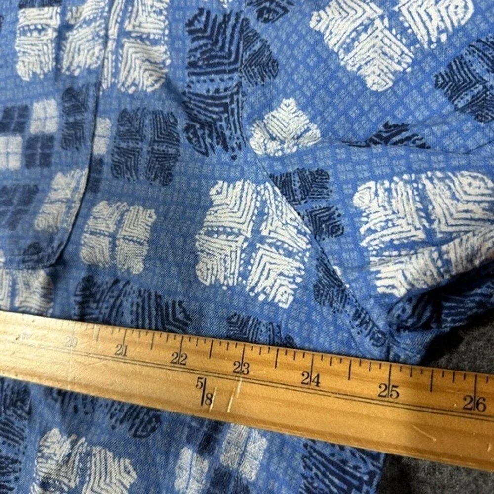 Nat Nast Silk‎ Blend Button Up Shirt Mens XL Extra Large Blue Short Sleeve